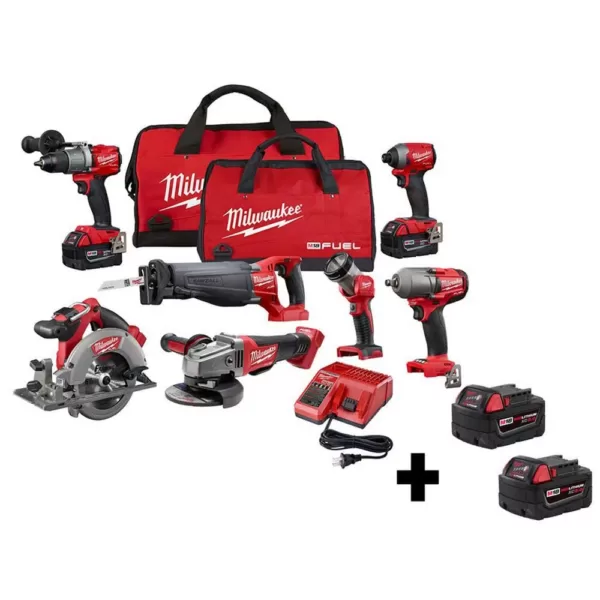 Milwaukee M18 FUEL 18-Volt Lithium-Ion Brushless Cordless Combo Kit (7-Tool) with Two M18 5.0 Ah Batteries