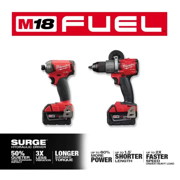 Milwaukee M18 FUEL 18-Volt Lithium-Ion Brushless Cordless Surge Impact and Hammer Drill Combo Kit /W M18 Reciprocating Saw