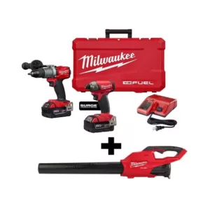 Milwaukee M18 FUEL 18-Volt Lithium-Ion Brushless Cordless Surge Impact/Hammer Drill Combo Kit with M18 FUEL Handheld Blower