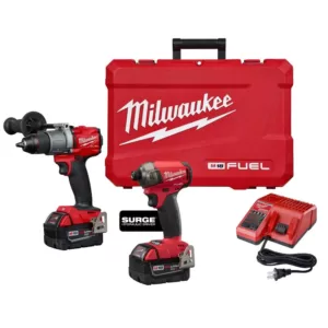 Milwaukee M18 FUEL 18-Volt Lithium-Ion Brushless Cordless Surge Impact and Hammer Drill Combo Kit (2-Tool) w/(2) 5.0Ah Batteries