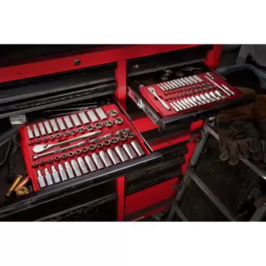 Milwaukee 1/4 in. Drive SAE/Metric Ratchet and Socket Mechanics Tool Set (50-Piece)