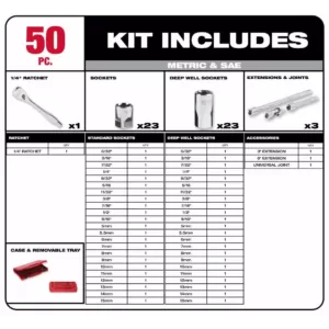 Milwaukee 1/4 in. and 3/8 in. and 1/2 in. Drive SAE/Metric Ratchet and Socket Mechanics Tool Set (153-Piece)