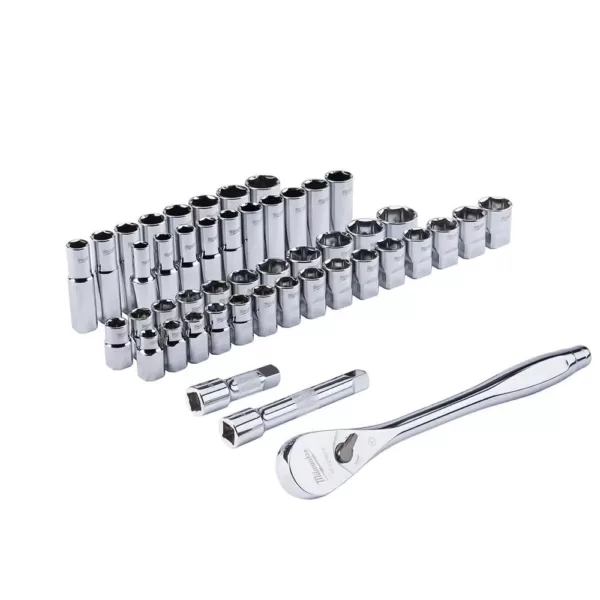 Milwaukee 1/2 in. Drive SAE/Metric Ratchet and Socket Mechanics Tool Set (47-Piece)