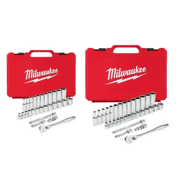 Milwaukee 3/8 in. Drive SAE/Metric Ratchet and Socket Mechanics Tool Set (60-Piece)