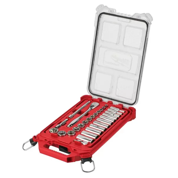 Milwaukee 3/8 in. Drive SAE Ratchet and Socket Mechanics Tool Set with Packout Case (28-Piece)