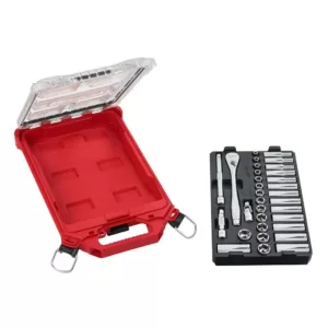 Milwaukee 3/8 in. Drive Metric Ratchet and Socket Mechanics Tool Set with PACKOUT Case (32-Piece)