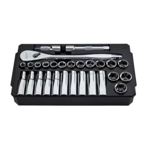 Milwaukee 1/2 in. Drive Metric Ratchet and Socket Mechanics Tool Set (28-Piece)