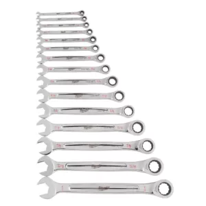 Milwaukee SAE/Metric Combination Ratcheting Wrench Mechanics Tool Set (30-Piece)