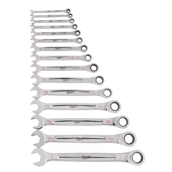 Milwaukee SAE/Metric Combination Ratcheting Wrench Mechanics Tool Set (30-Piece)