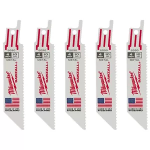 Milwaukee 4 in. 10 Teeth per in. Metal Cutting SAWZALL Reciprocating Saw Blades (5 Pack)