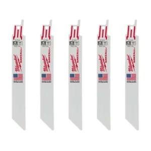 Milwaukee 6 in. 18 Teeth per in. Medium Metal Cutting SAWZALL Reciprocating Saw Blades (5 Pack)