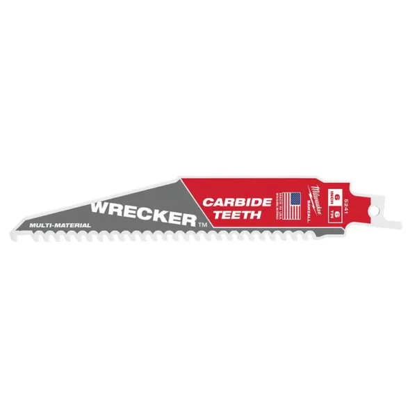 Milwaukee 6 in. 6 TPI WRECKER Carbide Teeth Multi-Material Cutting SAWZALL Reciprocating Saw Blade