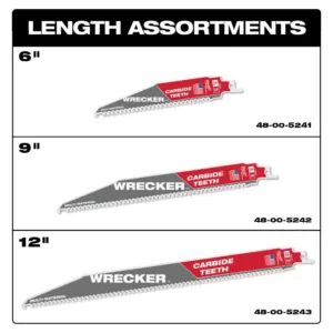 Milwaukee 12 in. 6 TPI WRECKER Carbide Teeth Multi-Material Cutting SAWZALL Reciprocating Saw Blade