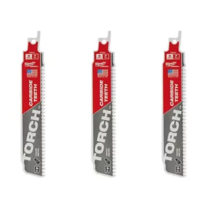 Milwaukee 6 in. 7 TPI TORCH Carbide Teeth Thick Metal Cutting SAWZALL Reciprocating Saw Blade (3Pack)