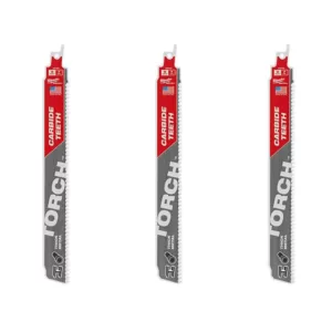 Milwaukee 9 in. 7 TPI  TORCH Carbide Teeth Thick Metal Cutting SAWZALL Reciprocating Saw Blade (3 Pack)