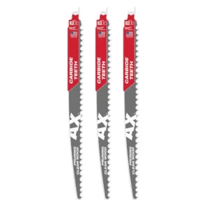 Milwaukee 12 in. 3 TPI Pruning Carbide Teeth Wood Cutting SAWZALL Reciprocating Saw Blade (3-Pack)