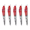 Milwaukee 6 in. 5 Teeth per in. AX Carbide Teeth Demolition Nail Embedded Wood Cutting SAWZALL Reciprocating Saw Blades (5 Pack)