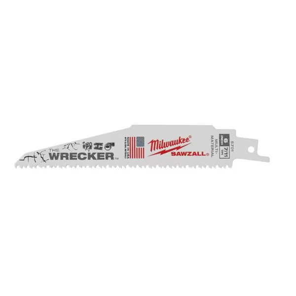 Milwaukee 6 in. 7/11 Teeth per in. WRECKER Demolition Mutli-Material Cutting SAWZALL Reciprocating Saw Blades (25 Pack)