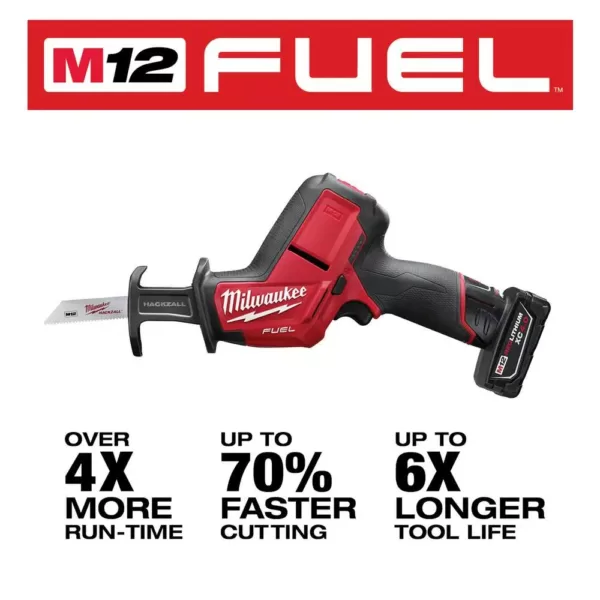 Milwaukee M12 FUEL 12-Volt Lithium-Ion Brushless Cordless HACKZALL Reciprocating Saw Kit w/(1) 4.0Ah Batteries, Charger & Tool Bag