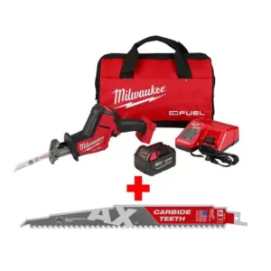 Milwaukee M18 FUEL 18-Volt Lithium-Ion Brushless Cordless HACKZALL Reciprocating Saw Kit with Carbide Teeth AX SAWZALL Blade