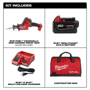 Milwaukee M18 FUEL 18-Volt Lithium-Ion Brushless Cordless HACKZALL Reciprocating Saw Kit W/(1) 5.0Ah Batteries, Charger & Tool Bag