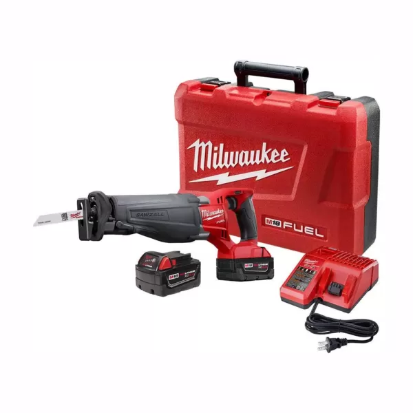 Milwaukee M18 FUEL 18-Volt Lithium-Ion Brushless Cordless SAWZALL Reciprocating Saw Kit W/(2) 5.0Ah Batteries, Charger & Hard Case