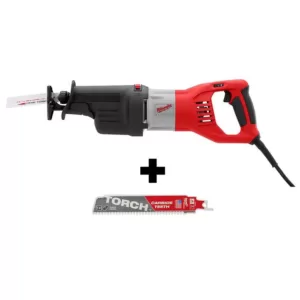 Milwaukee 15 Amp 1-1/4 in. Stroke Orbital SUPER SAWZALL Reciprocating Saw W/ Hard Case & Carbide SAWZALL  Blade