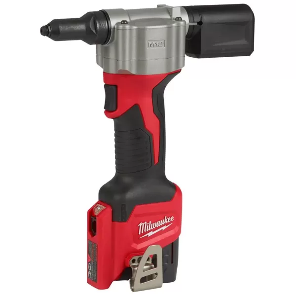 Milwaukee M12 12-Volt Lithium-Ion Cordless Rivet Tool Kit with (2) 1.5Ah Batteries, Charger and 1000 Lumens M12 Flood Light