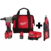 Milwaukee M12 12-Volt Lithium-Ion Cordless Rivet Tool Kit with (2) 1.5Ah Batteries and Charger and M12 Rotary Tool