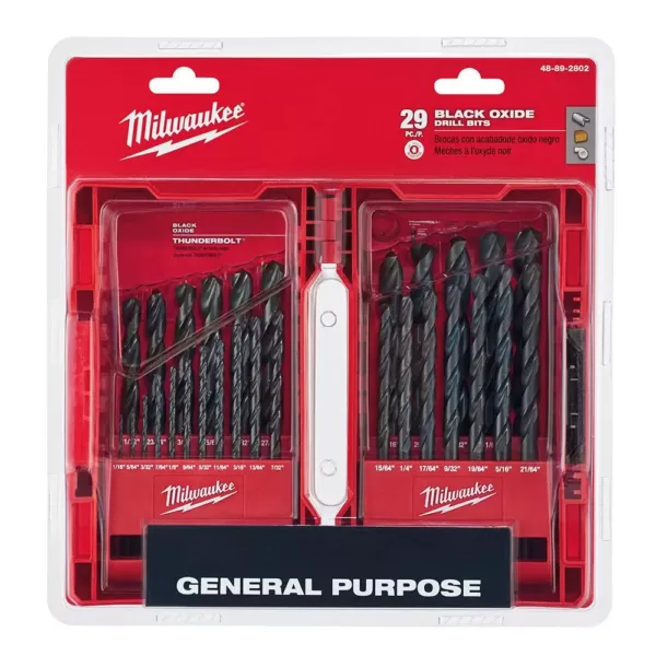 Milwaukee SHOCKWAVE IMPACT DUTY Steel Driver Bit Set (40-Piece) with Black Oxide Steel Drill Bit Set (29-Piece)