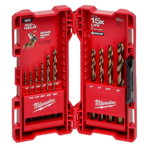 Milwaukee SHOCKWAVE Impact Duty Steel Driver Bit Set with Cobalt Drill Bit Set and Step Bit Set (66-Piece)