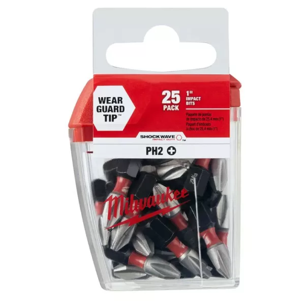 Milwaukee SHOCKWAVE 1 in. Steel #2 Philips Insert Bit Set (25-Piece)