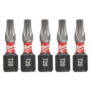 Milwaukee SHOCKWAVE Torx #20 1 in. Impact Duty Steel Screwdriver Bit (5-Pack)