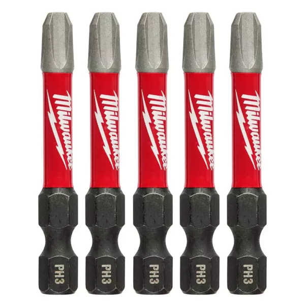 Milwaukee SHOCKWAVE Philips #3 2 in. Impact Duty Steel Screwdriver Bit (5-Pack)