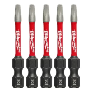 Milwaukee SHOCKWAVE #1 2 in. Impact Duty Square Steel Power Bit (5-Pack)