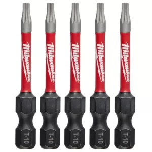 Milwaukee SHOCKWAVE Torx #10 2 in. Impact Duty Steel Screwdriver Bit (5-Pack)