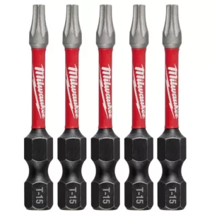 Milwaukee SHOCKWAVE Torx #15 2 in. Impact Duty Steel Screwdriver Bit (5-Pack)