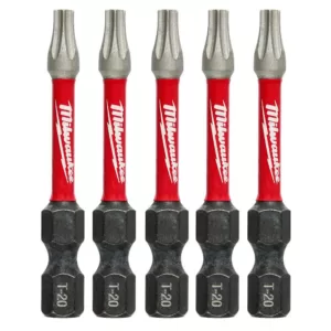 Milwaukee SHOCKWAVE Torx #20 2 in. Impact Duty Steel Screwdriver Bit (5-Pack)