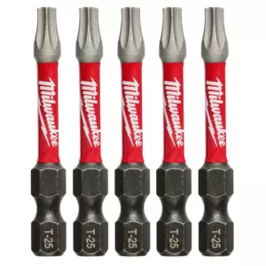 Milwaukee T25 Torx 2 in. Shockwave Impact Duty Steel Power Bits (5-Pack)