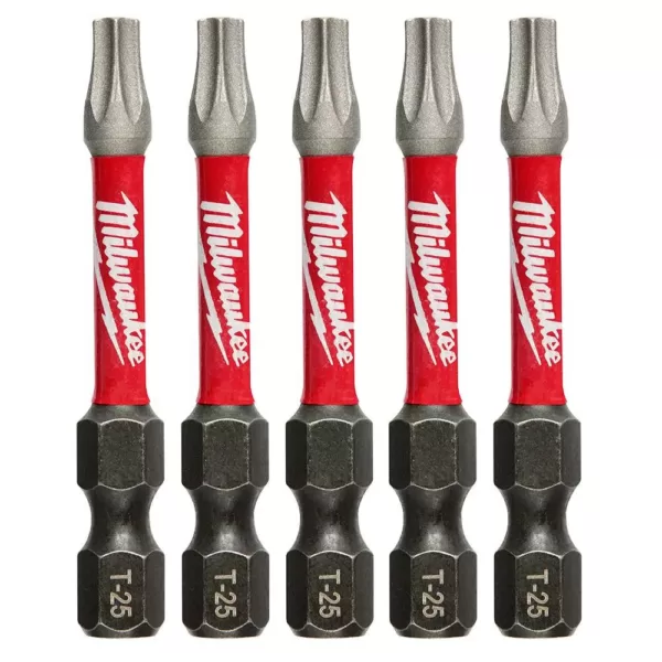 Milwaukee T25 Torx 2 in. Shockwave Impact Duty Steel Power Bits (5-Pack)