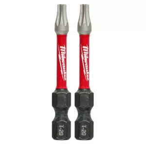 Milwaukee T20 Torx 2 in. High Speed Steel Shockwave Power Bit (2-Piece)