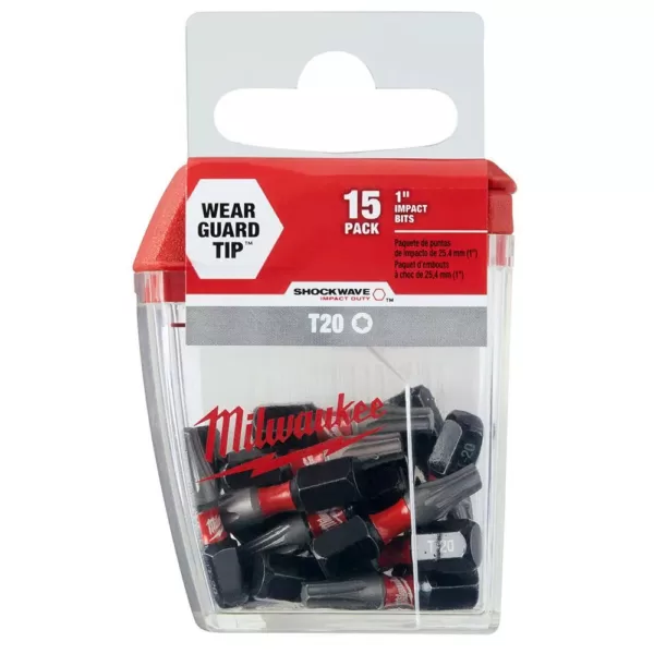 Milwaukee T20 1 in. Shockwave Impact Duty Insert Bits (15-Pack)