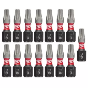 Milwaukee T25 1 in. Shockwave Impact Steel Duty Insert Bits (15-Pack)