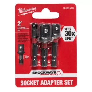 Milwaukee SHOCKWAVE Impact Duty 1/4 in. Hex Shank Socket Adapter Set (3-Piece)