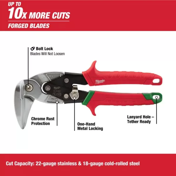 Milwaukee 9 in. Left-Cut and Right Cut Right Angle Aviation Snips (2-Piece)