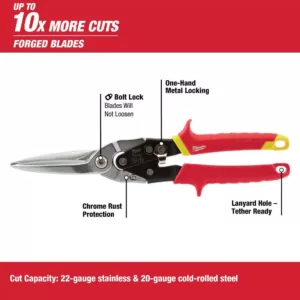 Milwaukee 10 in. Left-Cut and Right Cut and Straight Cut Angle Aviation Snips (3-Piece)