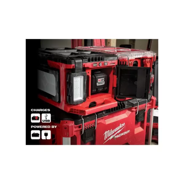 Milwaukee M18 18-Volt Lithium-Ion Cordless PACKOUT 3000 Lumens LED Light with Built-In Charger