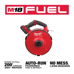 Milwaukee M18 Fuel 18-Volt Lithium-Ion Brushless Cordless Angler 120 ft. Steel Pulling Fish Tape Kit W/ (2) 2.0Ah Batteries