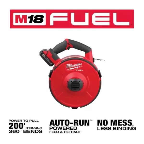 Milwaukee M18 Fuel 18-Volt Lithium-Ion Brushless Cordless Angler 120 ft. Steel Pulling Fish Tape Kit W/ (2) 2.0Ah Batteries