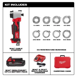 Milwaukee M18 18-Volt Lithium-Ion Cordless Cable Stripper Kit for Cu and Al RHW/RHH/USE Wire Cutting